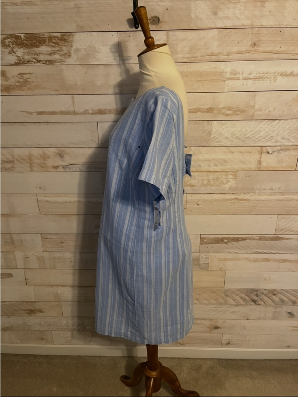 NWT Anthropologie size 12 linen blend mini dress in blue stripe - Picture 6 of 11